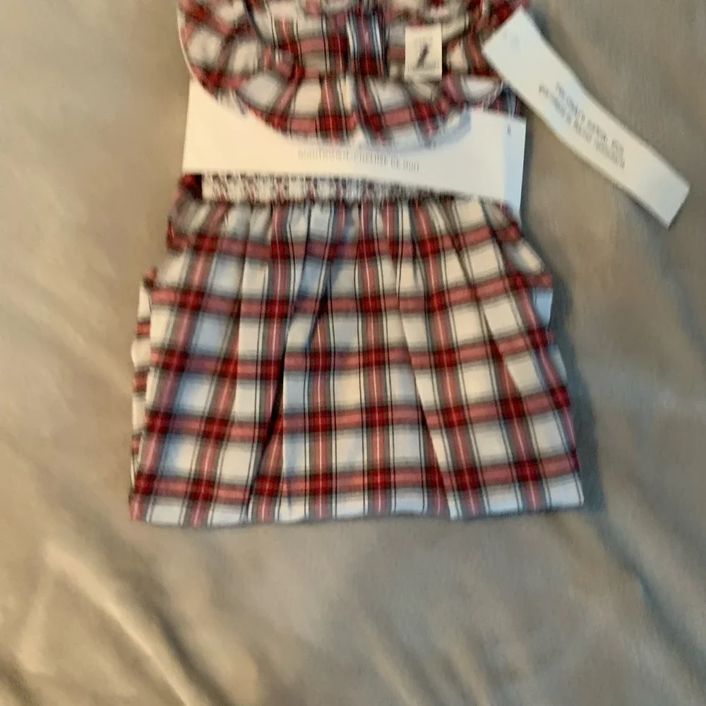 Janie and Jack Nightgown Kids 5 Red New‎ Plaid Smocked Ruffle Holiday Sleepwear